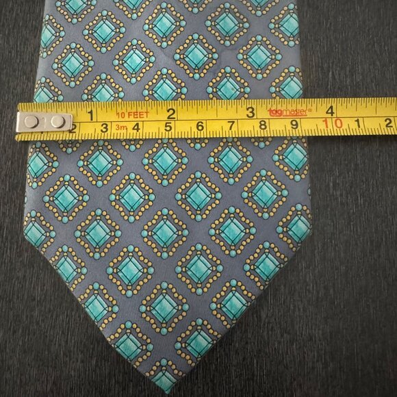 Gucci 100% Silk Necktie Luxury Multicolor Geometric Diamond Pattern Made In Ital - Picture 8 of 8